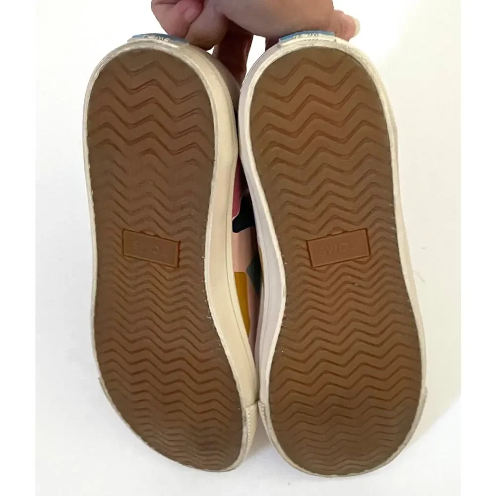 Toms Abstract Modern Art Color Block Canvas Sneaker Pink Size 8